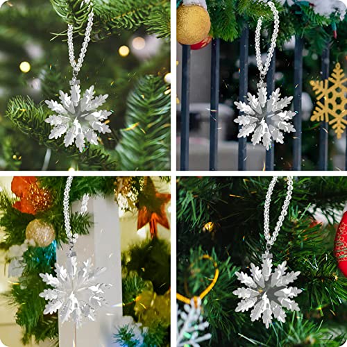 Fancyoung 2022 Annual Edition Snowflake Crystal Ornament Car Rear View Mirror Pendant Clear Hanging Ornament Festival Christmas Tree Crystal Collectible Decorations, Transparent #TOP5