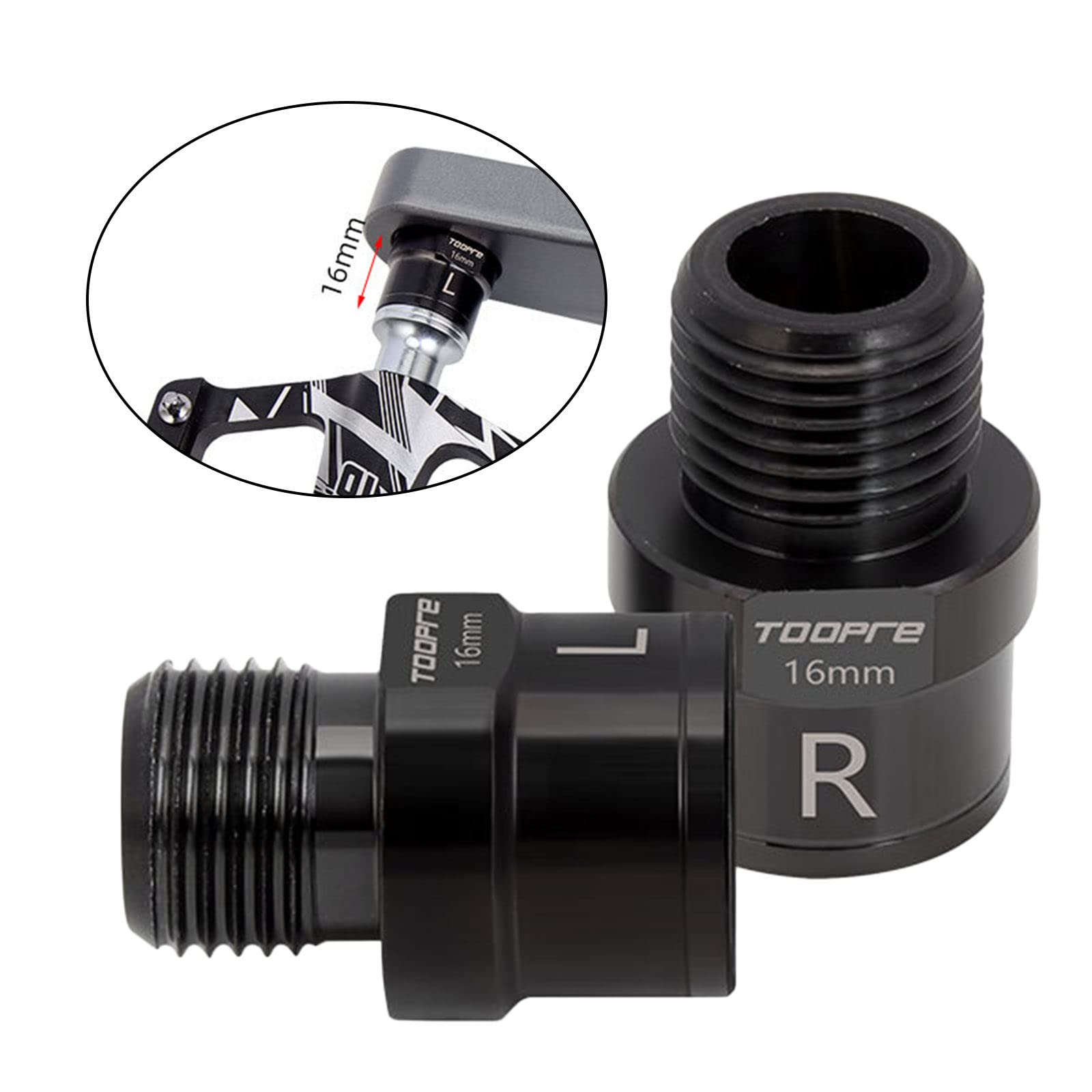 Coppia di adattatori per pedali della bicicletta in acciaio inox, da 9/16 pollici a pedivelle da 1/2 pollici, estensione da 20 mm per componenti della bici, lunghezza 32 mm, acciaio 304