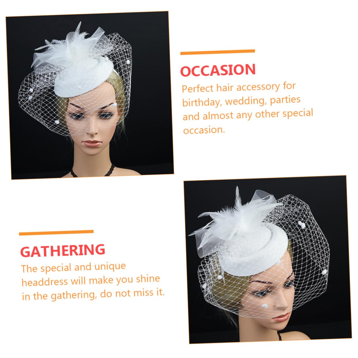 FRCOLOR 2 Tocados De Boda Únicos Con Banda Para El Pelo De Hilo De Red Para Mujer Accesorio Para Fotos Y Fiestas.
