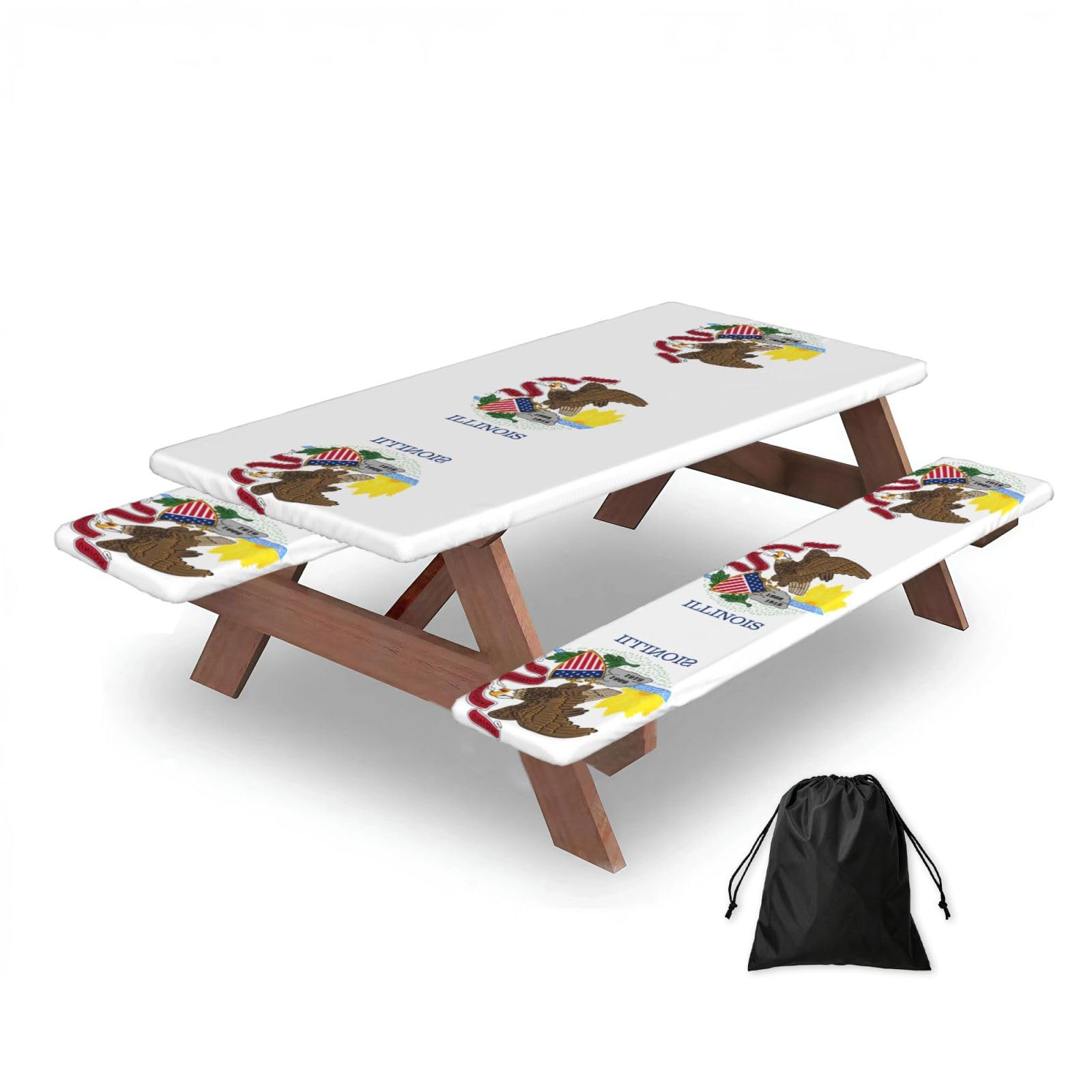 Illinois State Flag Rectangular water-repellent picnic tablecloths, outdoor camping, picnic, BBQ