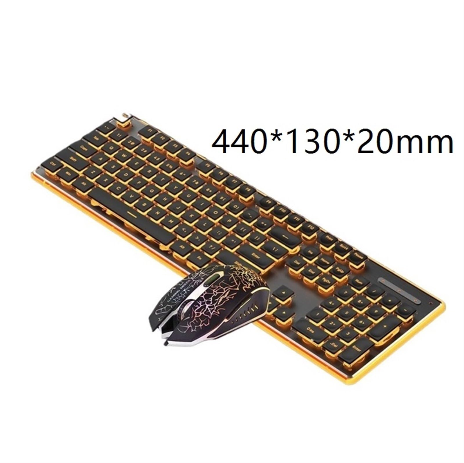 Combo Teclado y Ratón Inalámbrico Teclado Mecánico con Cable, Juego Silencioso De Teclado Y Ratón De Oficina For Ordenador Portátil PC/Laptops/Ordenador(Black)