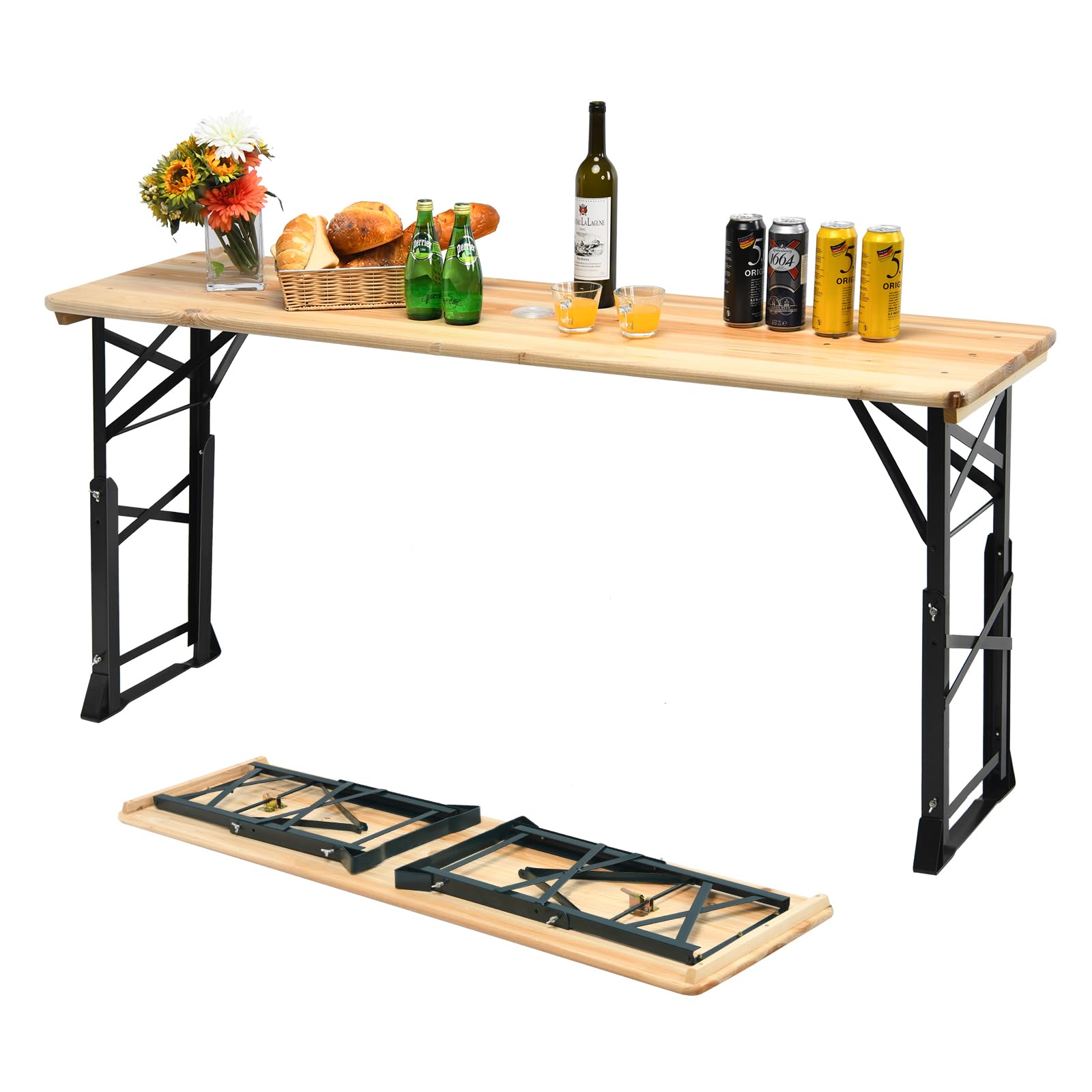 KOMFOTTEU Table à Bière d'Extérieur