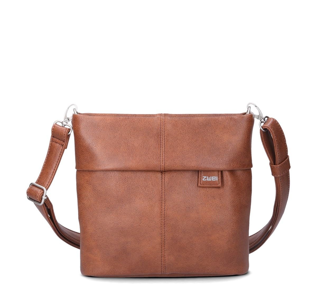 MADEMOISELLE Damen Handtasche M8 Crossbody Bag 3 L Umhängetasche aus Kunstleder – Cognac