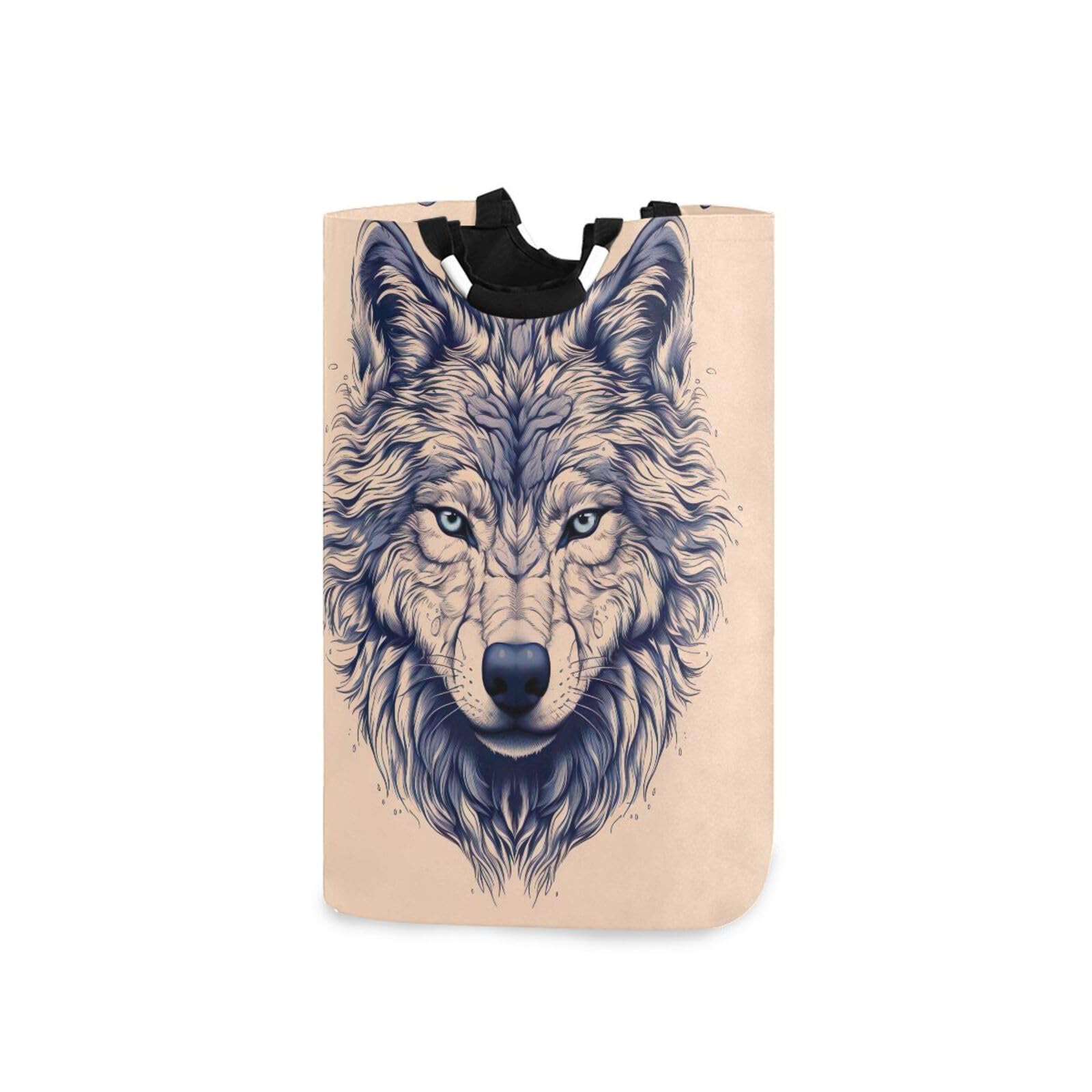 Jihqo Laundry Hamper Basket Old Wolf Collapsible Nursery Storage Bin Waterproof Clothing Baskets for Home Bedroom Bathroom Washing Room