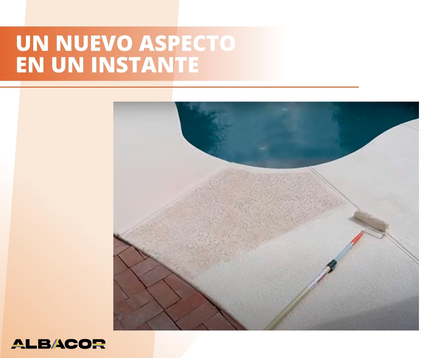 ALBACOR Pintura para Bordes de Piscinas y Piedra de Coronación - Antideslizante Especial para Renovar - Alta Resistencia (Blanco Arena, 5 Kilos)