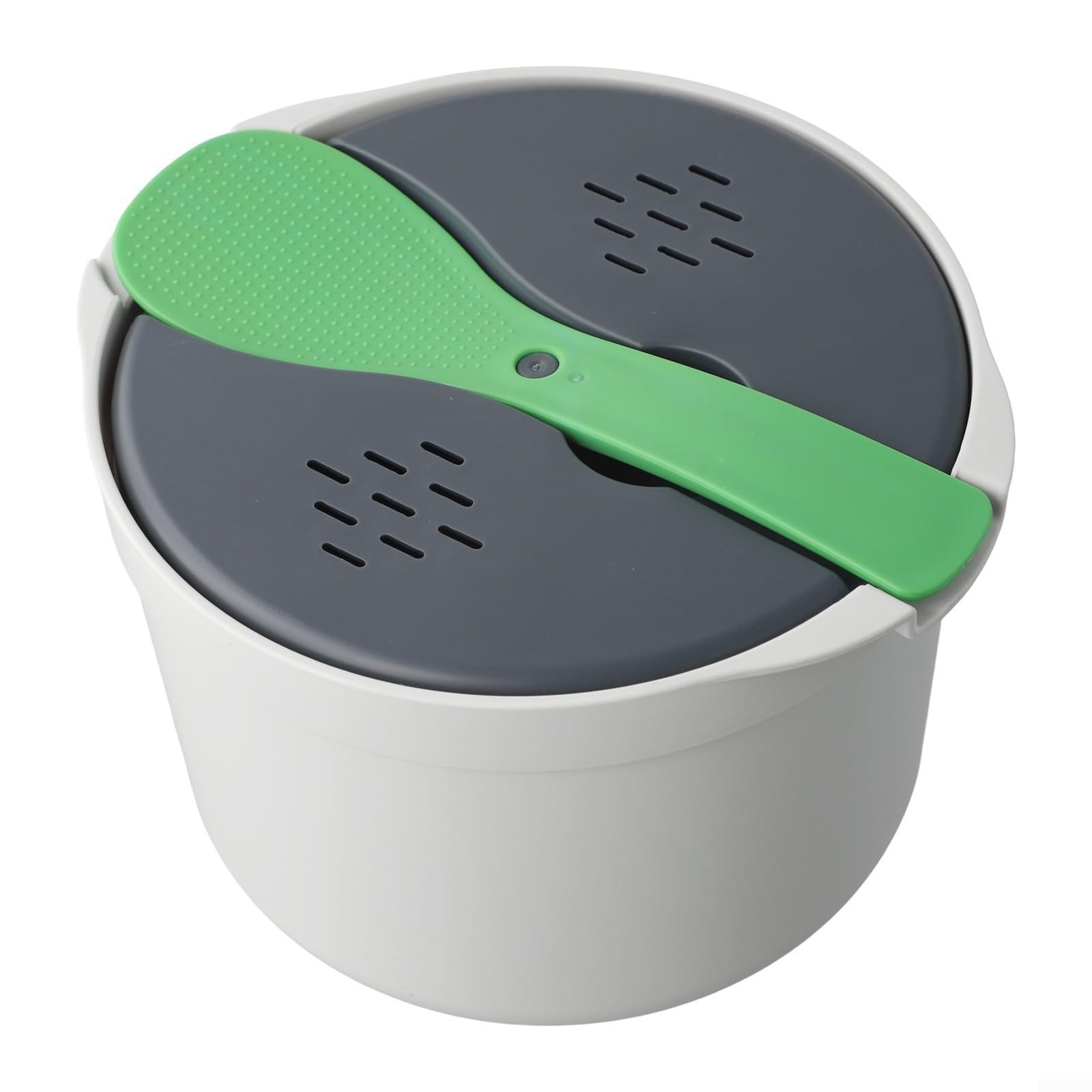 Cuiseur à riz pour micro-ondes, cuiseur à riz multifonction pour légumes, pâtes et soupe avec passoire (vert)