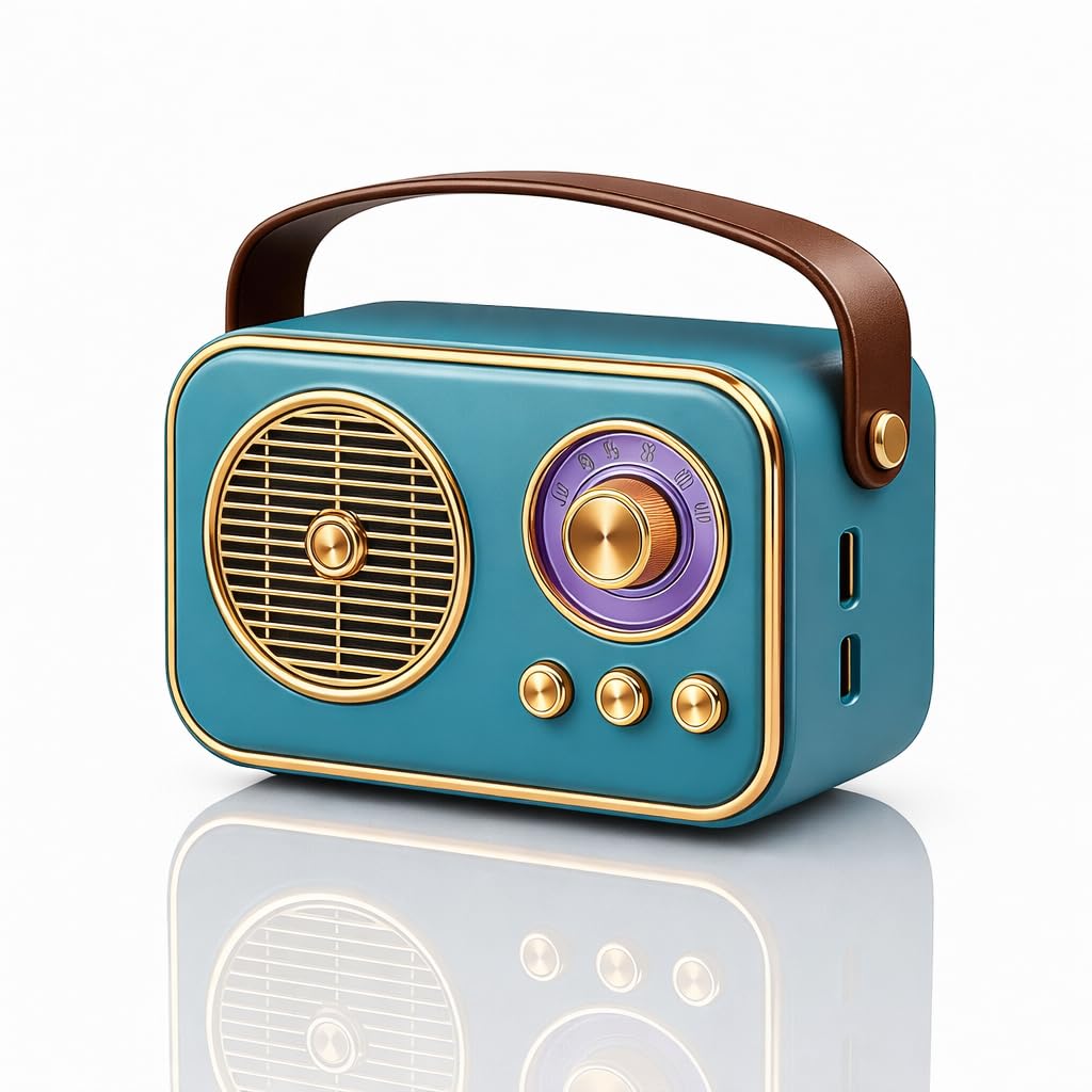 Portable Bluetooth Wireless Speaker | 10W RMS Output, USB/AUX Support, Hands-Free Calling, HD Sound, Ideal Gift for Music Lovers | Vintage Design (Vintage-636-Blue)-image-14