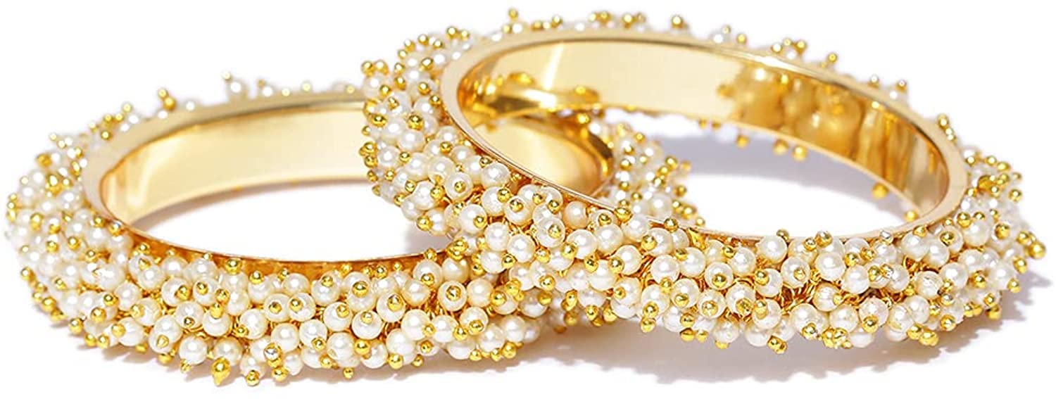 C&G INDIA Traditional Beautiful Pearl Studded Gold Plated Bangles for Women and Girls Fancy (2.4) (B09Q69BGLX) Amazon Price History, Amazon Price Tracker