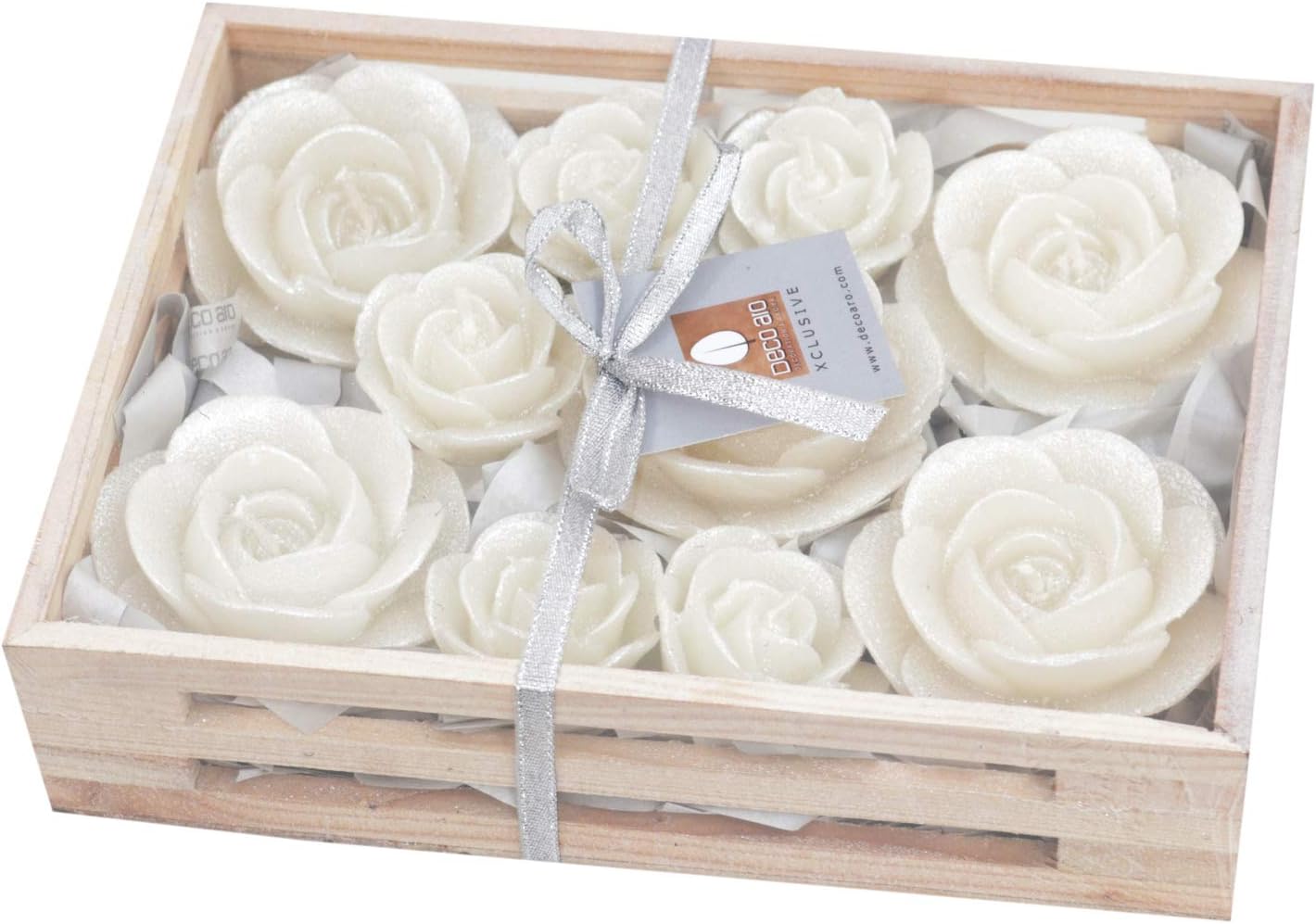 Deco aro Wax Floating Candle, Pack of 9, Waterlily;Rose