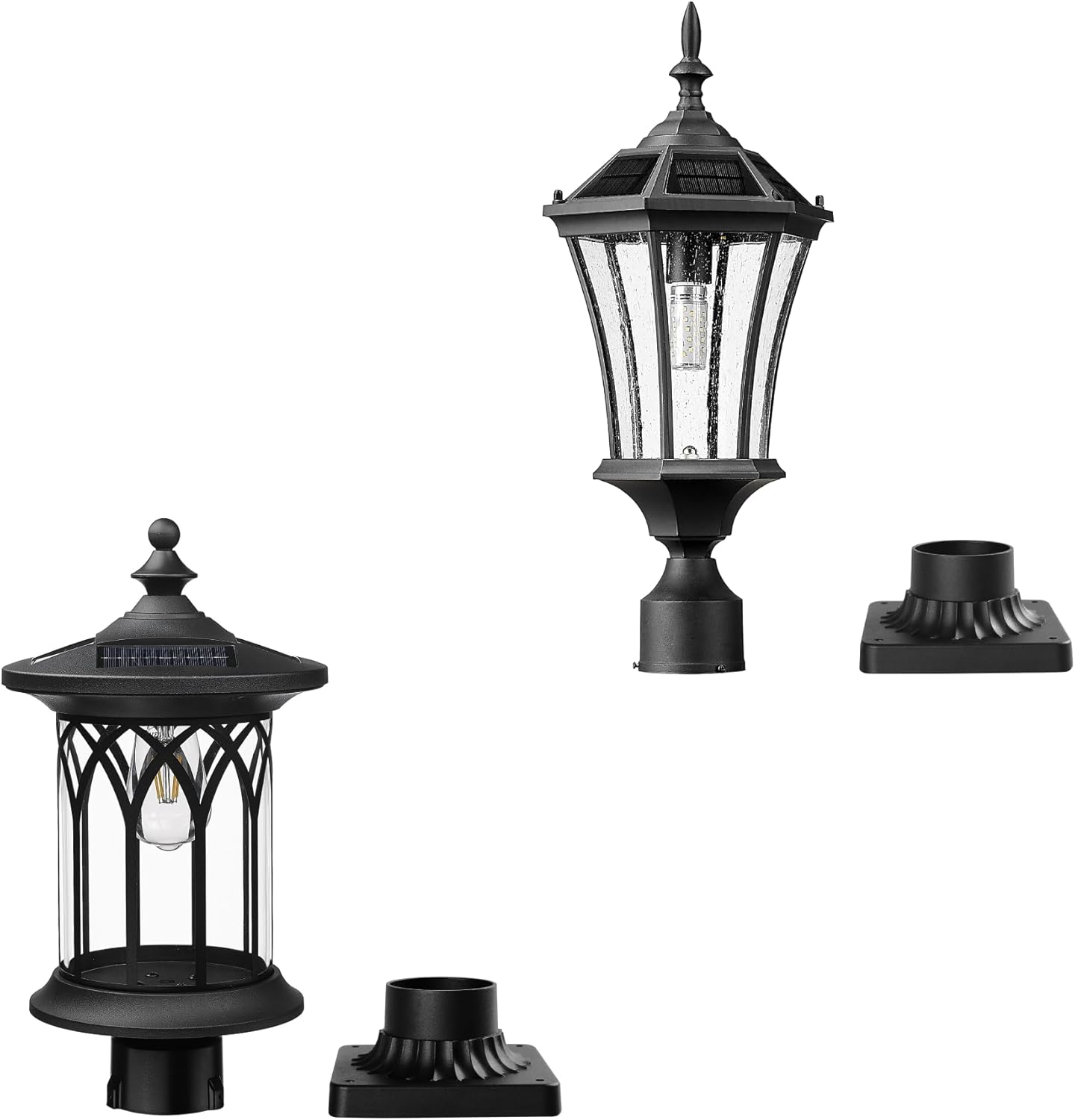 Seovix Solar Post Lights, Dusk to Dawn Solar Lamp Post Light Fixture ...