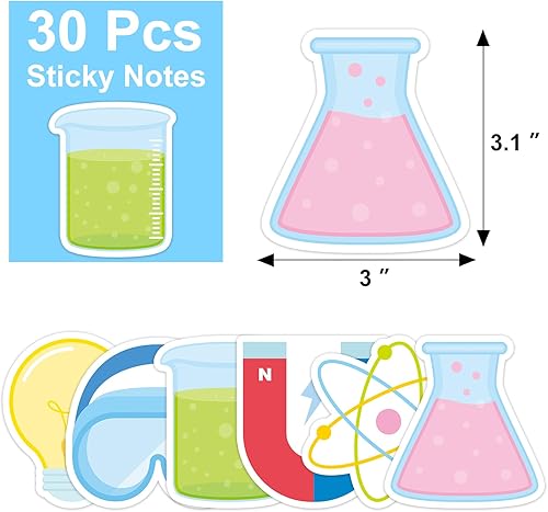Miniatura 2 de Paquete de 30 notas adhesivas de ciencia, 600 hojas de bloc de notas de laboratorio científico para regalos de agradecimiento científico, premios de