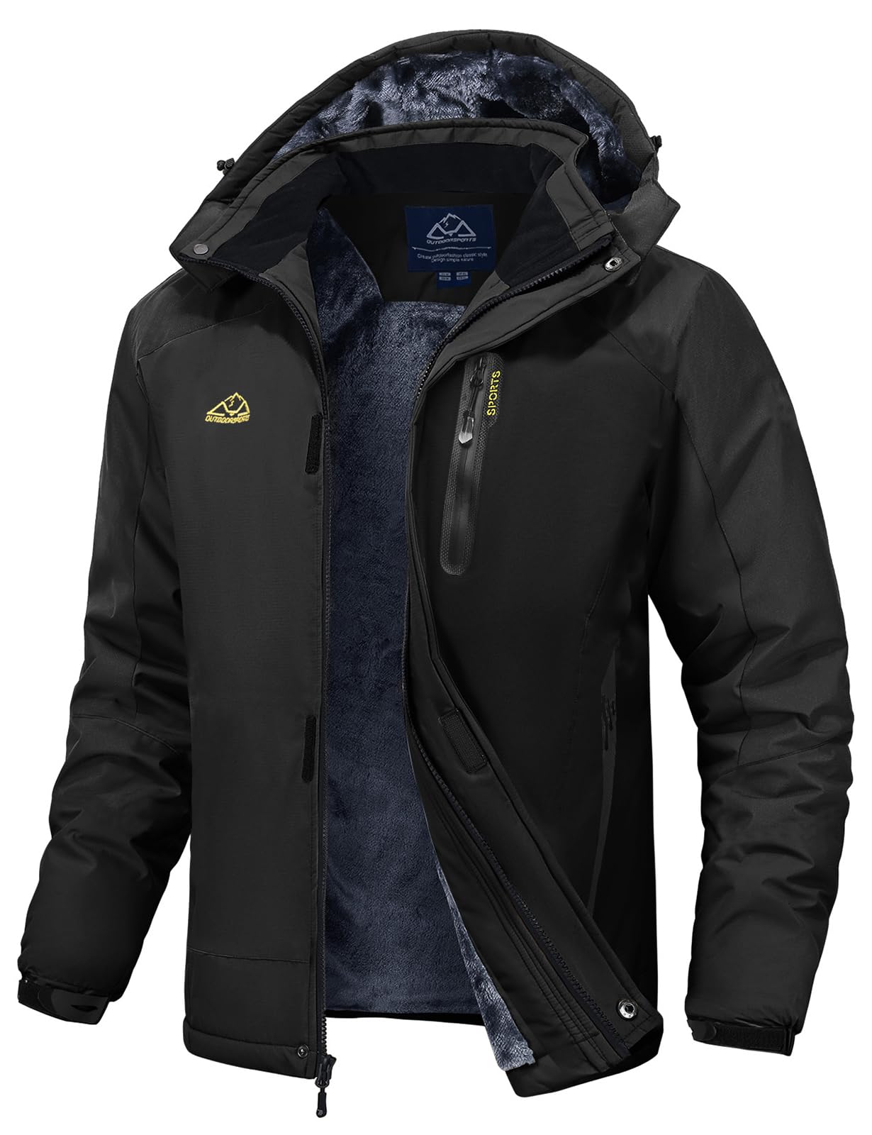 Rdruko Skijacke Herren Winterjacke Snowboardjacke Warme Fleece GefüTtert Winter Jacke Wasserdicht Funktionsjacke Männer Outdoor Wanderjacke mit Kapuze