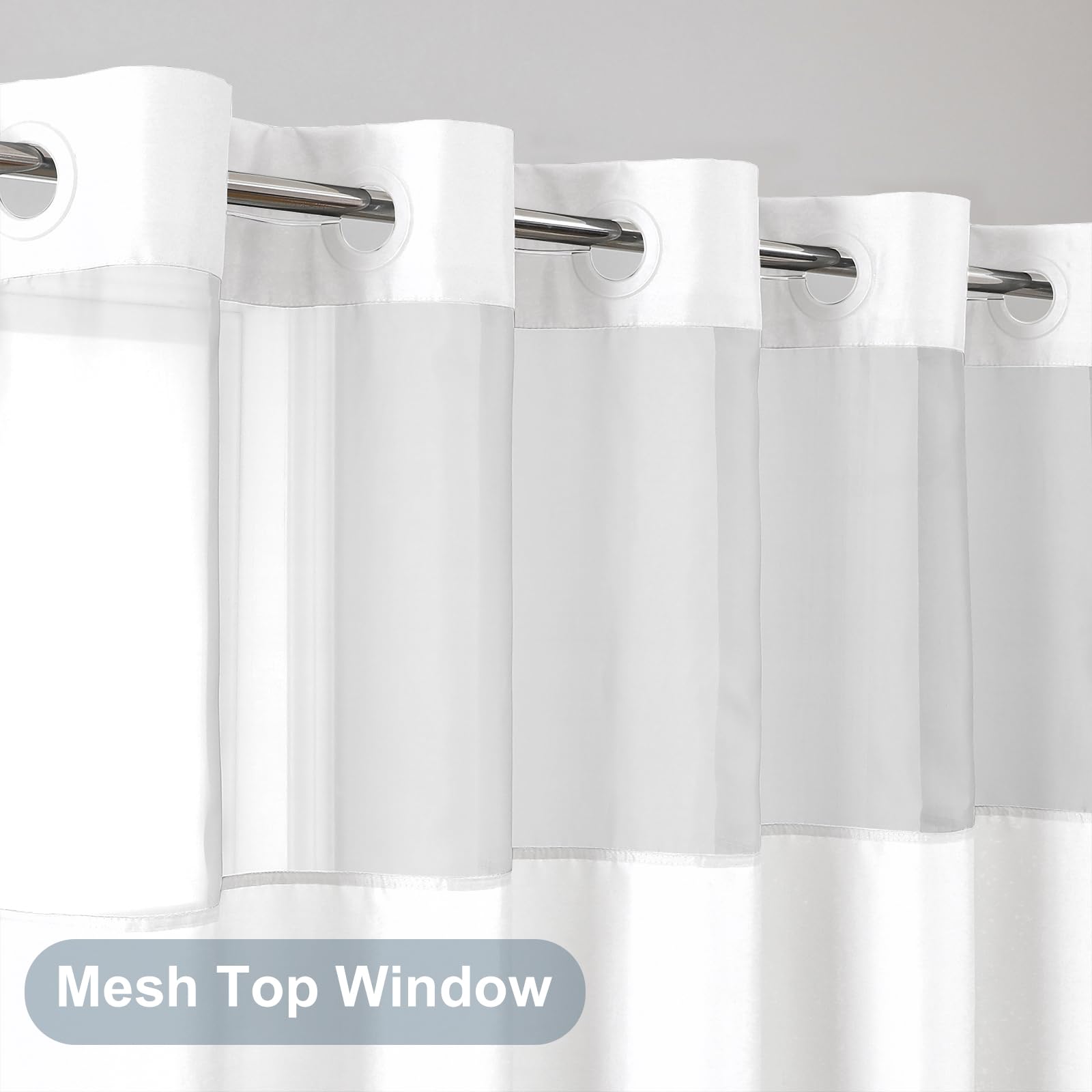 Summout Split Duschvorhang Mit Netzfenster, 183x188 Cm, Magnetische Bodendichtung – Ideal Für Transferbänke
