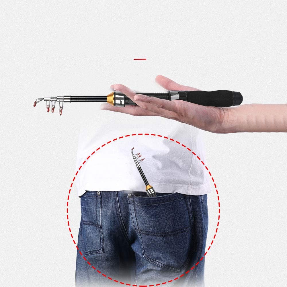 Teleskopowa Wędka Przenośna Mini Kieszonkowa Pen Rod Ice Fishing Sea Fishing Tools 28049-100, Chowana dla Początkujących i Wędkarzy (1,2 M)(1M)