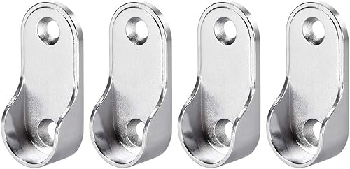 uxcell Soportes ovalados de extremo de barra de armario de aleación de zinc, ajuste de diámetro de varilla de 0.748 in, 4 piezas - Soporte de