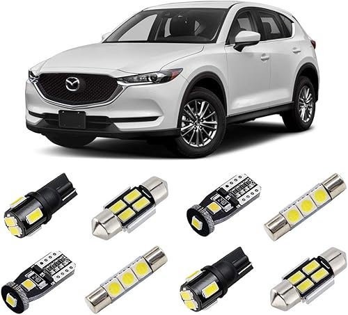 BRISHINE Kit de luces LED interiores blancas para Mazda CX-5 2013 2014 2015 2016 2017 2018 2019 2020 2021 Super Bright 6000K Paquete de bombillas