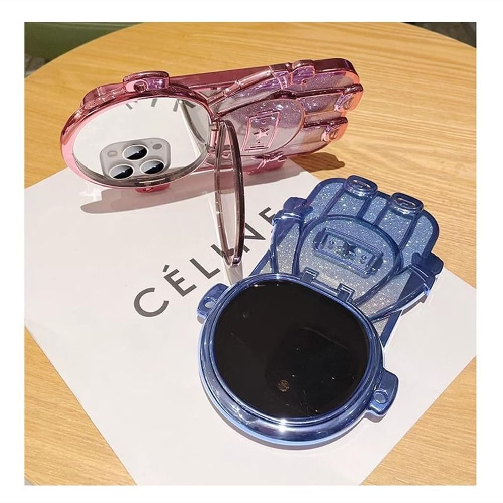 Estuche para teléfono con soporte para espejo de tocador y pulsera con diseño de muñeco astronauta para iPhone 15, 14, 13, 12 y 11, cubierta trasera de Pro Max Plus, azul, para iPhone 13 Pro Max