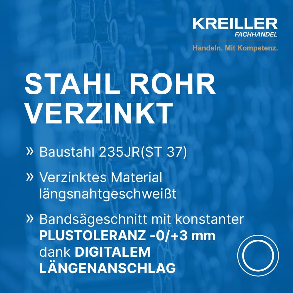 Stahlrohr feuerverzinkt Größe 1 1/2" (48,3/2,00 mm), MaterialType Stahl - 2m