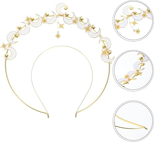 Miniatura 3 de NOLITOY Moon Stars Crown- Crystal Goddess Angel Crown Headband Rhinestone Wedding Tiara Glitter Floral Bridal Hair Band Headpiece Accessories for