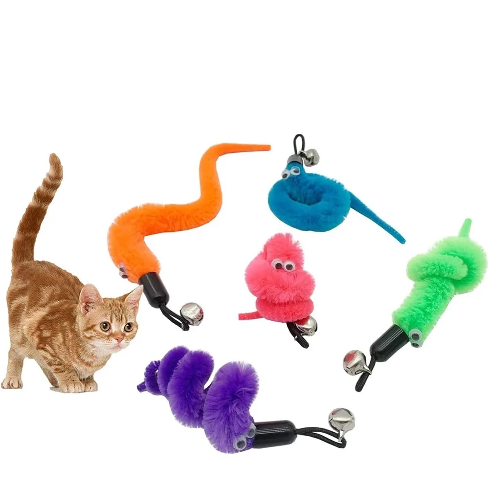 Juegos para Gatos Recambios de varitas for Juguetes de Gatos, Gusanos de Repuesto for Juguetes interactivos.(50 pcs)