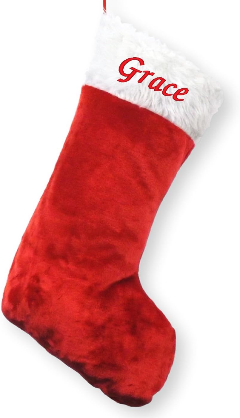 D3 Personalised Deluxe Embroidered Jumbo Xmas Stocking Sack Luxury Santa Christmas