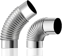 Vista 1 de Eagles Paquete de 2 codos de tubo de estufa (90+45 grados), codo de horno, chimenea de acero inoxidable para acampar al aire libre, accesorios