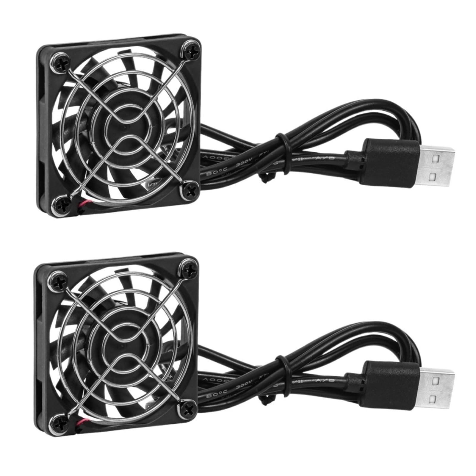 TYHUJKKL 2Pcs 60mm x 10mm 60mm 6cm USB Fan 5V Brushless Dual Ball