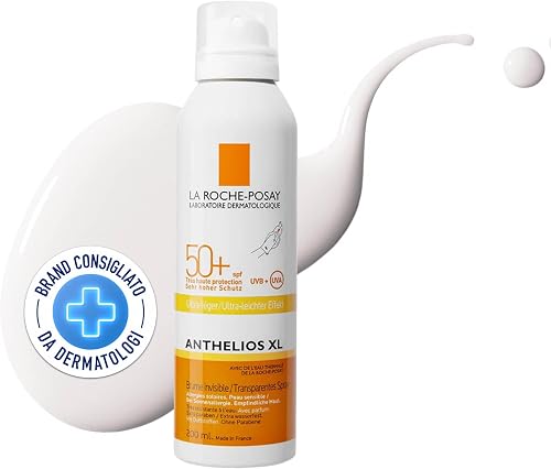 La Roche Posay Anthelios, Spray Corpo Invisibile SPF50+, Per Pelli Sensibili al Sole, Protezione Estrema Anti-UVA e UVB, Resistente ad Acqua, Sabbia e Sudore, Con Glicerina e Acqua Termale, 200 ml