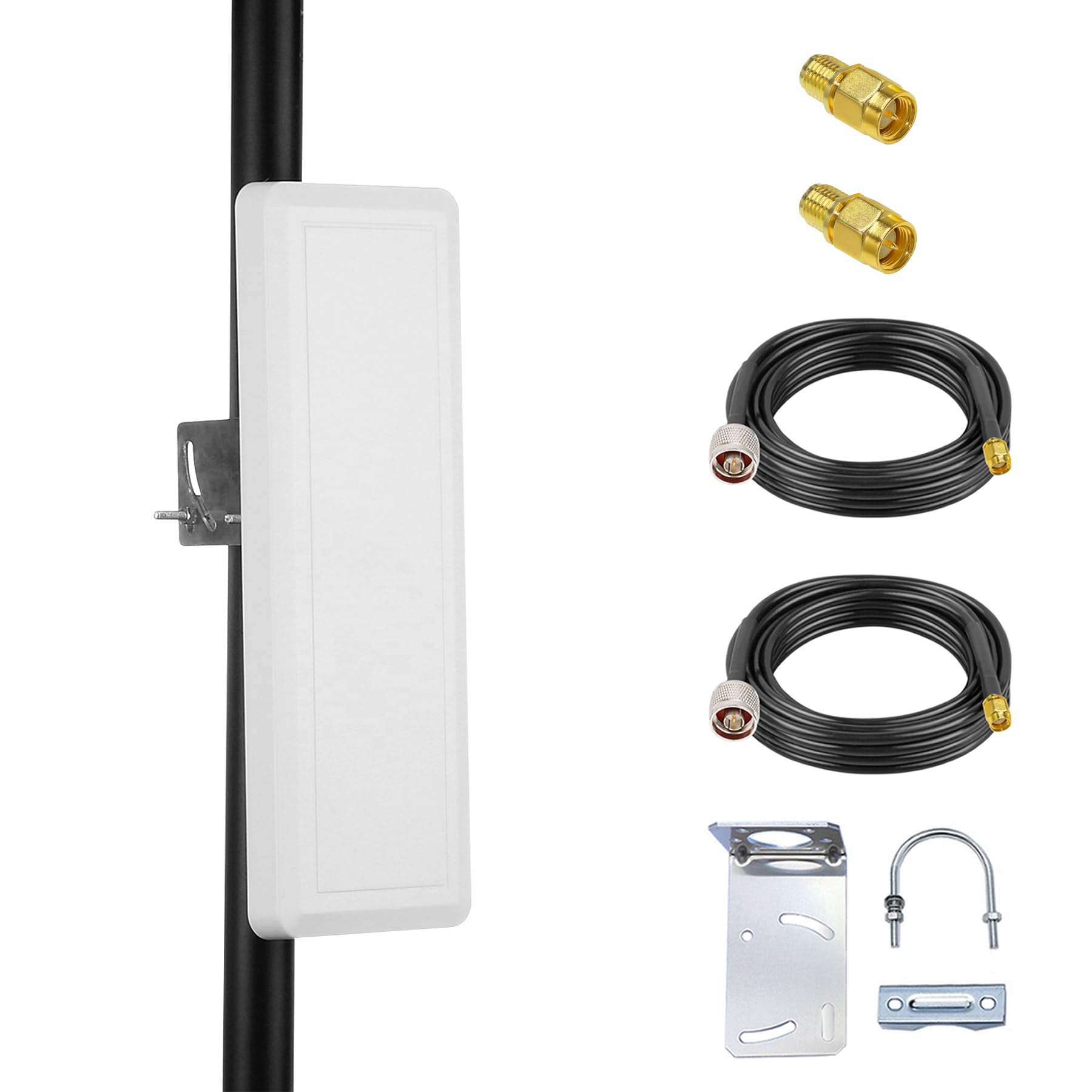 Antenne WiFi 5,8 GHz 5,8 GHz (5150-5850 MHz) 18 dBi Panneau WiFi directionnel extérieur à gain élevé avec câble N-femelle de 4,9 m