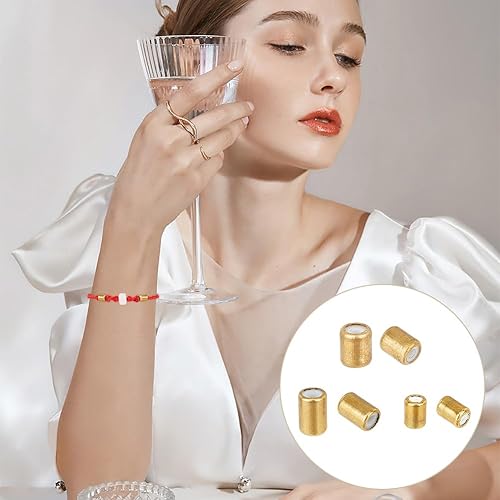 Miniatura 6 de 180 cuentas de goma de latón de 3 estilos con silicona en el interior cilíndrico de 0.031 in ~ 0.071 in Rondelle cuentas deslizantes para bricolaje,