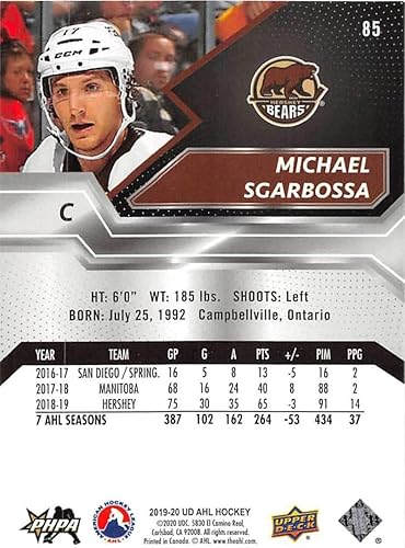 Miniatura 2 de 2019-20 UD AHL Hockey #85 Michael Sgarbossa Hershey Bears Official American Hockey League Trading Card by Upper Deck