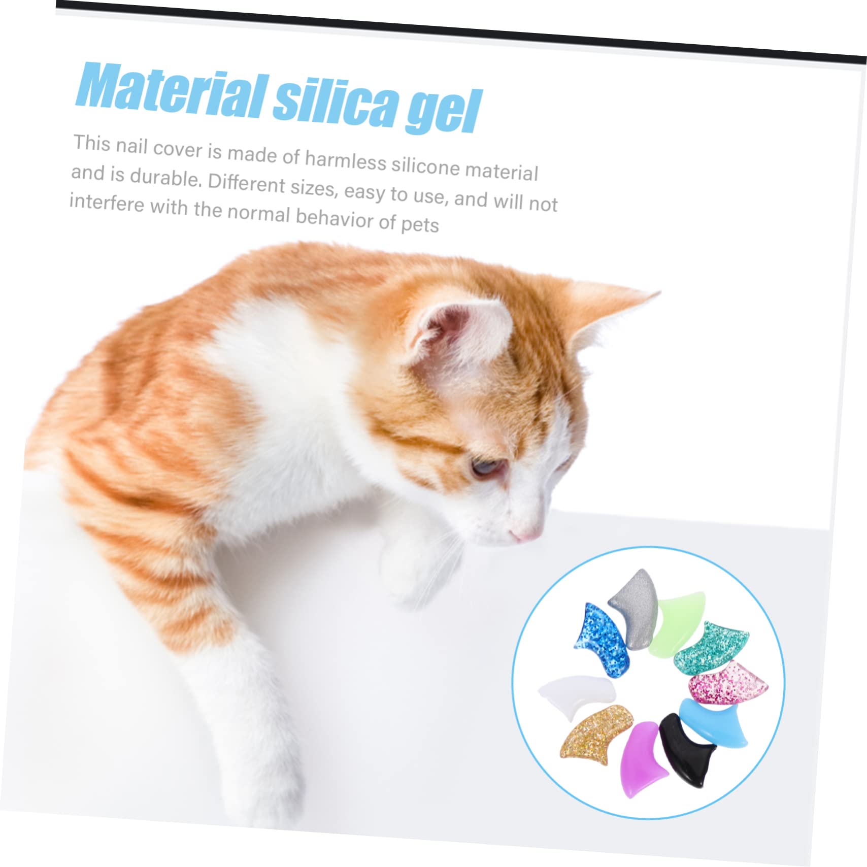 Housoutil 50 Juegos De Kit De Uñas para Gatos Garras para Mascotas Garras De Gato con Pegamento Puntas De Uñas para Gatos Cubiertas De Silicona para Uñas De Gato Tapas para Garras