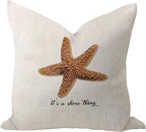 Fundas de almohada de 16 x 16 pulgadas, diseño de estrellas de mar, decoración navideña, diseño de estrellas de mar, playa, océano, tropical,