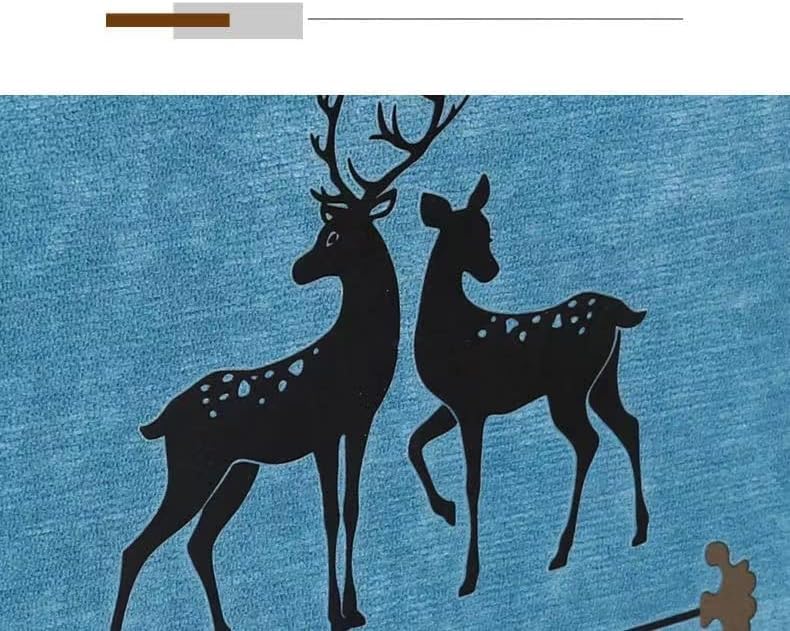 Image of Zollyss Microwave Oven Cover, Cotton Linen Dust-proof Fabric, Deer Design,100 x 35 cm (Grey)