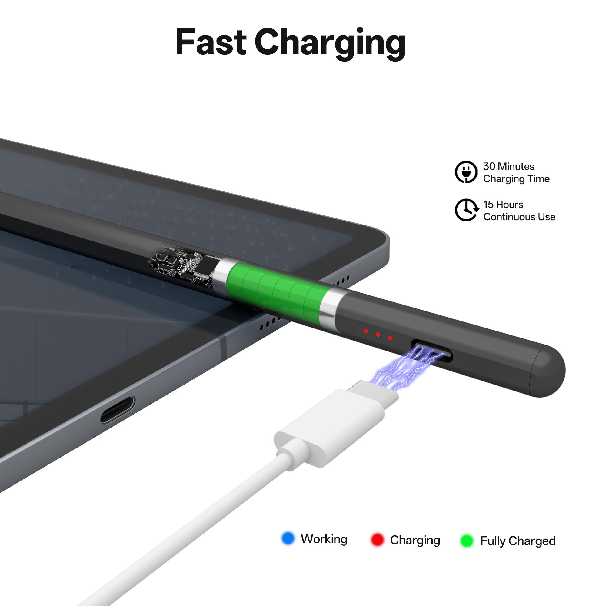 Caneta Stylus Pencil para Apple iPad Air de 11/13 polegadas M2/M3