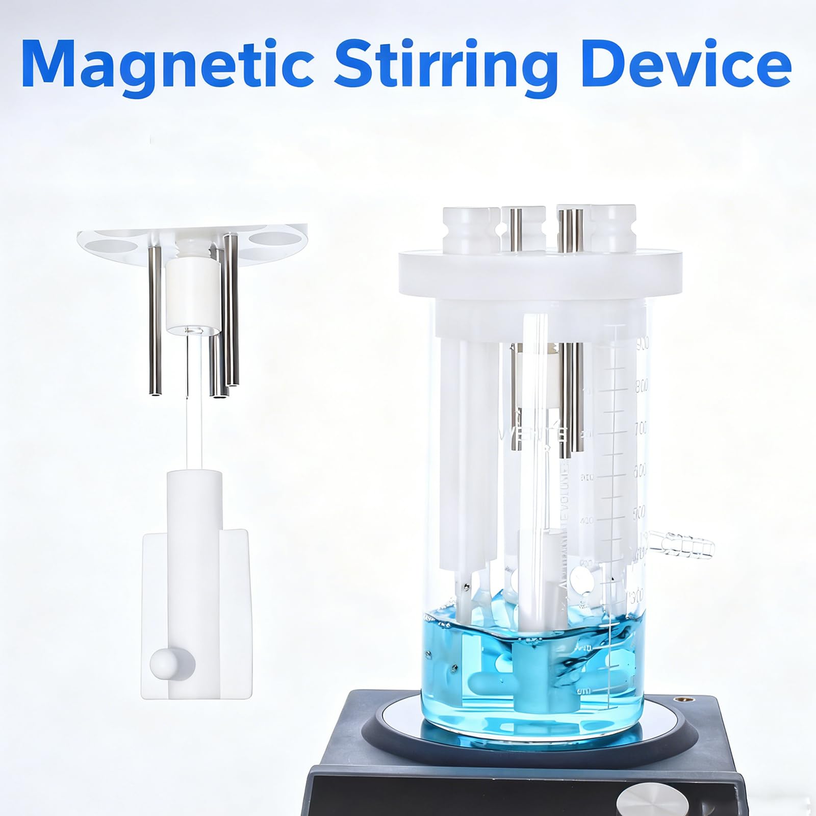 Reactor De Biopelícula De Vidrio De Alto Borosilicato De 1000 ML – Recipiente De Cultivo Anaeróbico De Grado De Laboratorio con Agitación Magnética, para Simulación Microbiana E Investigación