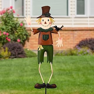 ALLADINBOX Thanksgiving Metal Scarecrow Yard Stakes Silly Waving Rustic Harvest Fall Porch Garden Stakes Decorations for A...