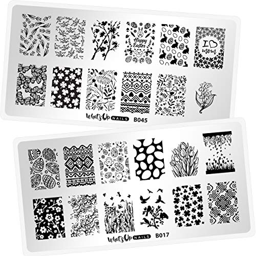 Whats Up Nails - Spring Stamping Plates 2 pack (B017, B045) for Nail Art Design