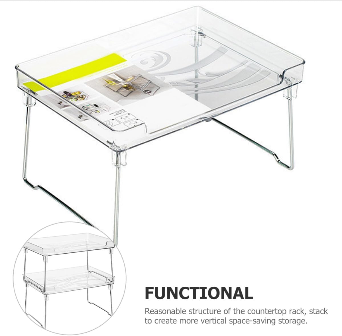 2pcs Stackable Spice Rack Organizer with Desktop Countertop Storage Shelf for Kitchen and Bathroom Cabinet Seasoning Bottle Holder