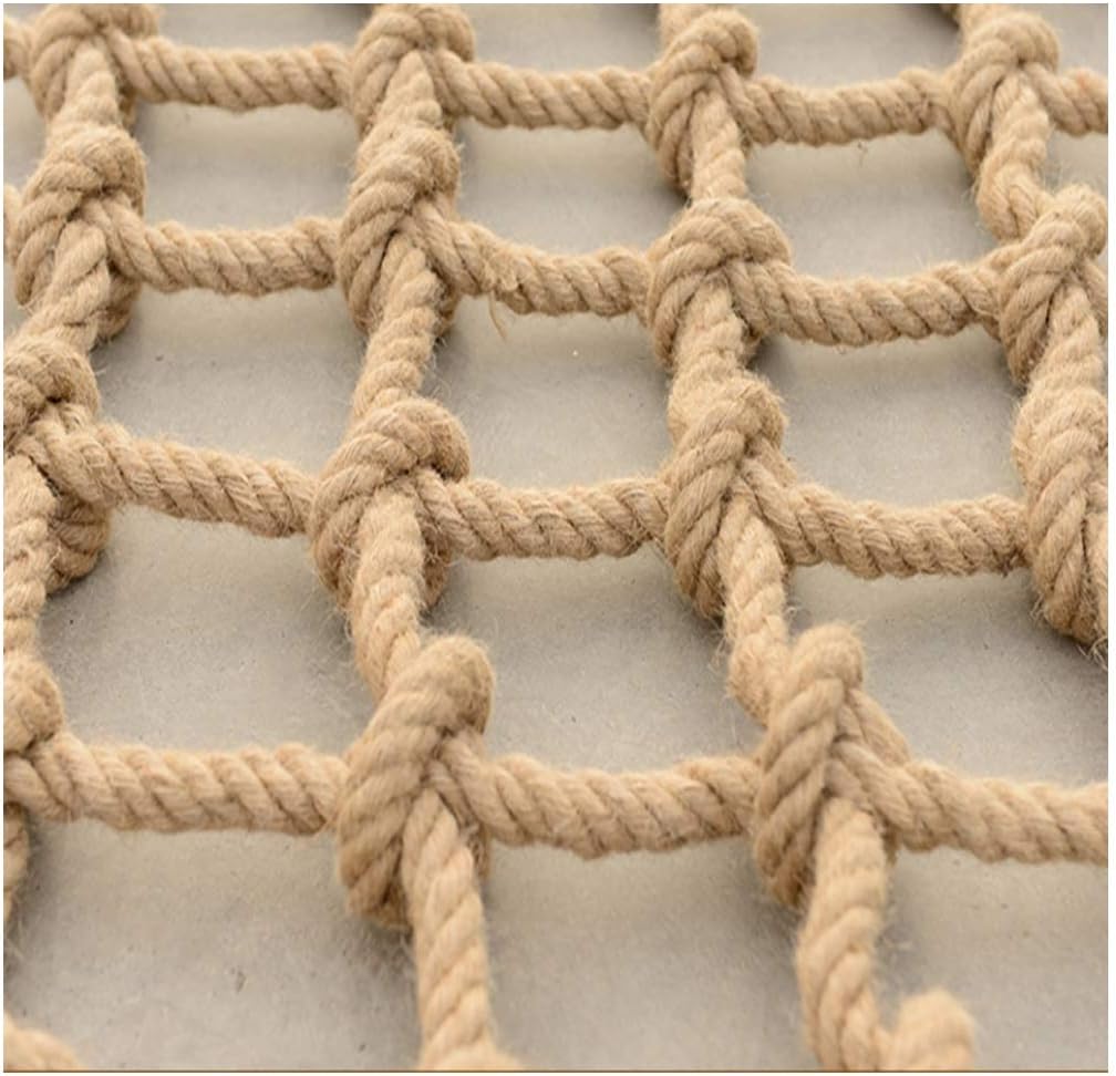 Heavy Duty Hemp Climbing Net - Indoor Outdoor Giant Mesh Cargo Netting Garden Decor Woven Jute Rope Net for Climbing Safety and Play