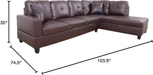 Miniatura 2 de Golden Coast Furniture - Juego de sofá seccional en forma de L, juego de sofá de sala de estar, sofá seccional de cuero con 2 almohadas decorativas