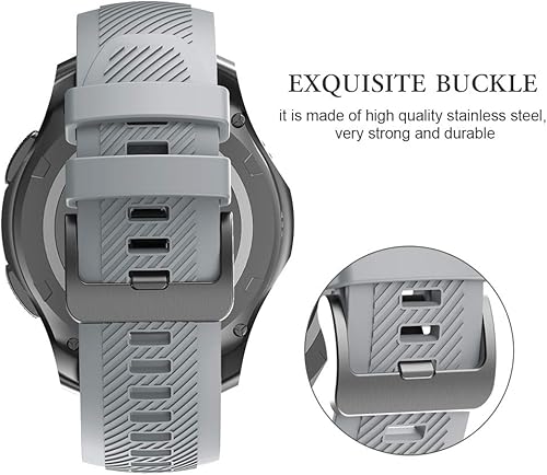 Miniatura 4 de NotoCity Correa de repuesto de silicona para Gear S3 Frontier, Gear S3 ClassicGalaxy Watch 1.811 in (gris oscuro)