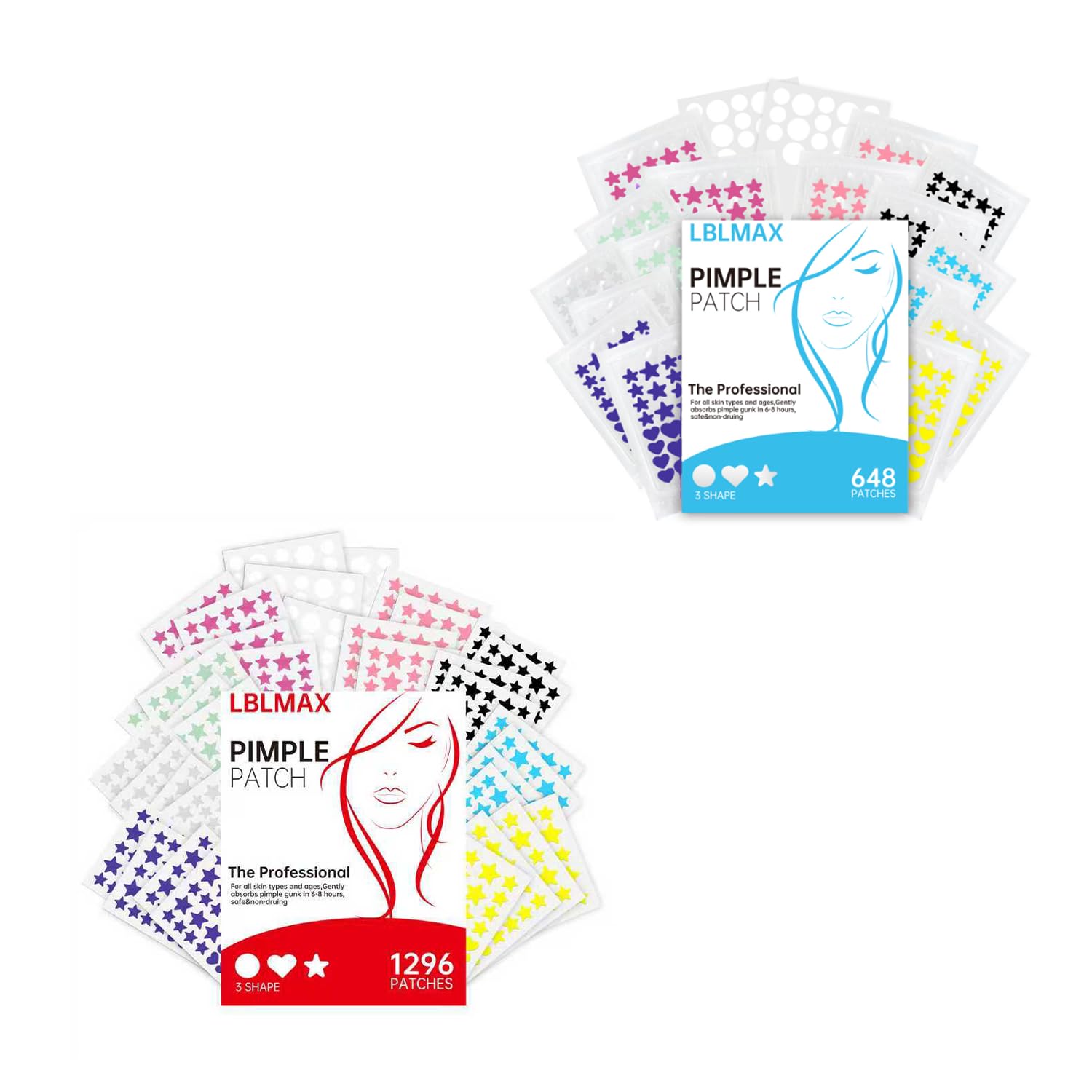Pimple Patches for Face 648 Count 1296 Count 8 colors Pimple Patch Bulk Face Body