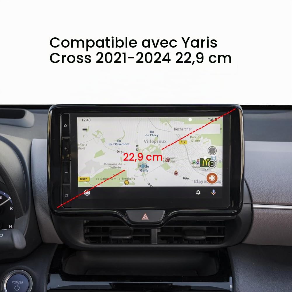 Support de téléphone Portable de Voiture Compatible avec Toyota Yaris Cross/Hybrid 2021 2022 2023 2024 Support pour téléphone Voiture Accessoires (for Yaris Cross/Hybrid 2021-2024 for 9")