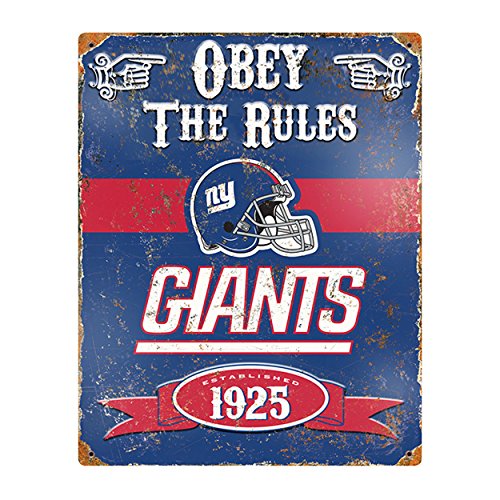 Party Animal NFL Embossed Metal Vintage New York Giants Sign , 11.5x14.5 Inches