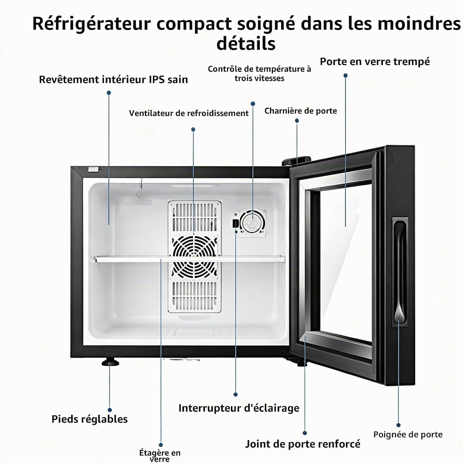 Mini Nevera 20l 30l 40l, Mini Frigorífico,Eficiencia,Silencioso Nevera Pequeña,3 Niveles De Temperatura Ajustable,Compacto para Oficina,Dormitorio O Cocina,Mini Bar 40L