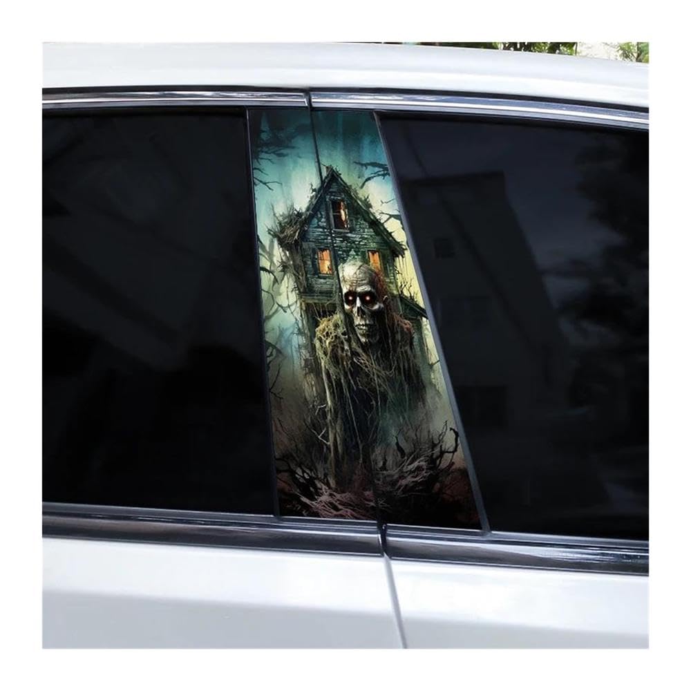 Decorative Items 2pcs Grim Reaper Skull Stickers Car Door Pillar Stickers Decorative Center Pillar Stickers(I)