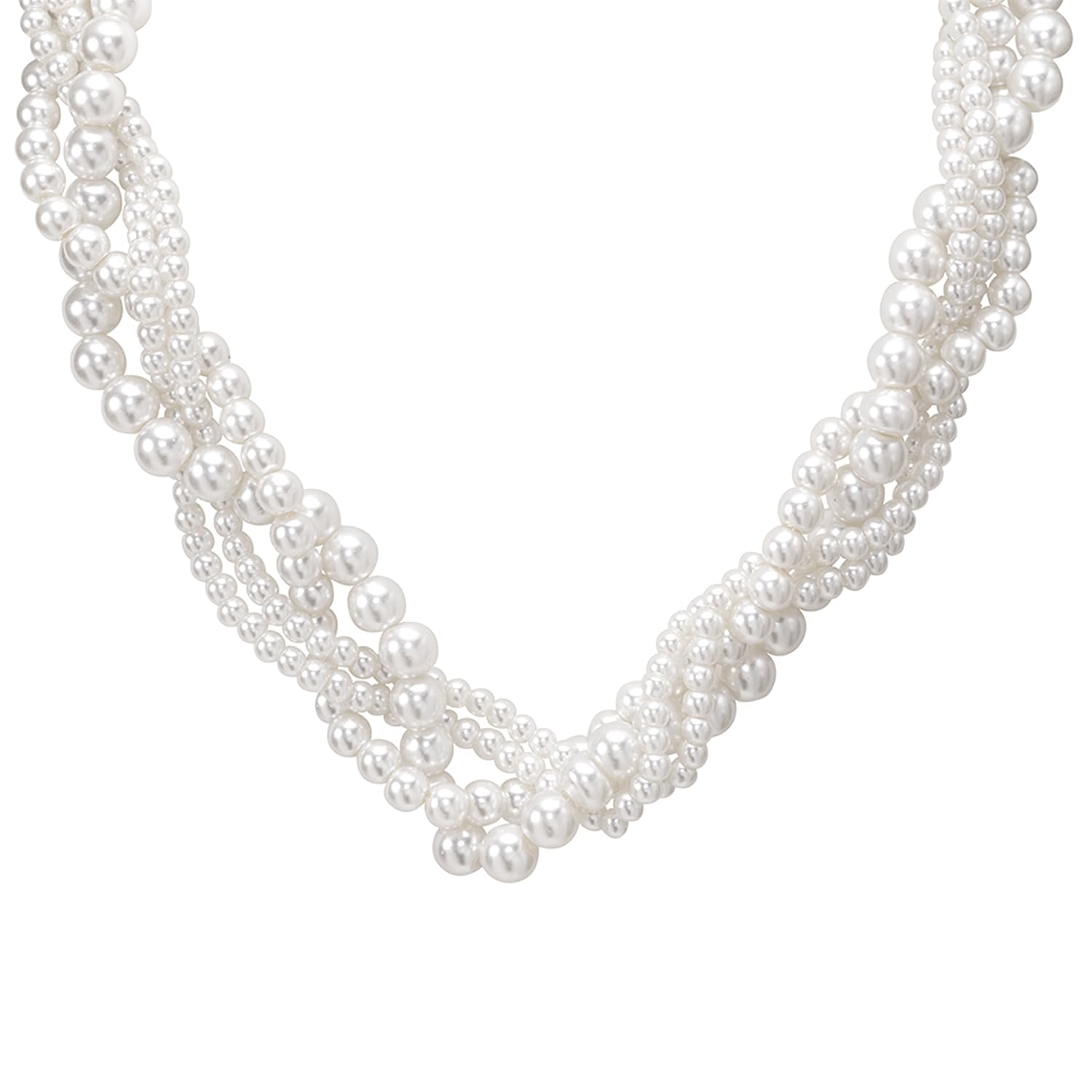 peora Silver Plated Fancy White Beaded Necklace for Women & Girls-picture-14