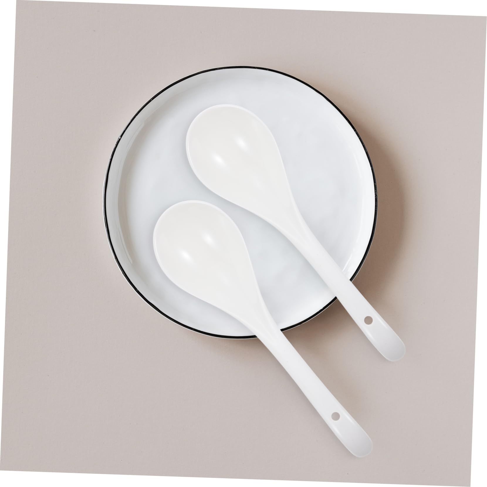 SHOWERORO 6stücke Keramiklöffel Für Suppe Und Brei Glatt Und Weich Weiß Esslöffel Für Hause Langlebige Küchenbedarf