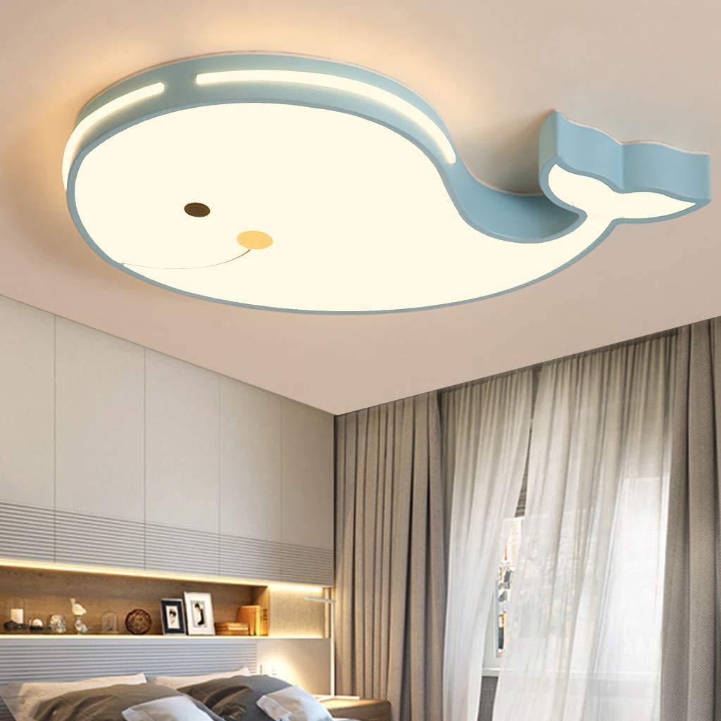 LED Deckenleuchte 60CM Raumbeleuchtung Delphinform Deckenlampe Junge Mädchen Baby Kinder Decke Licht Innenbeleuchtung Aufhängung Kinderzimmer Schlafzimmer Lampe Raumleuchten Kronleuchter,Blue.